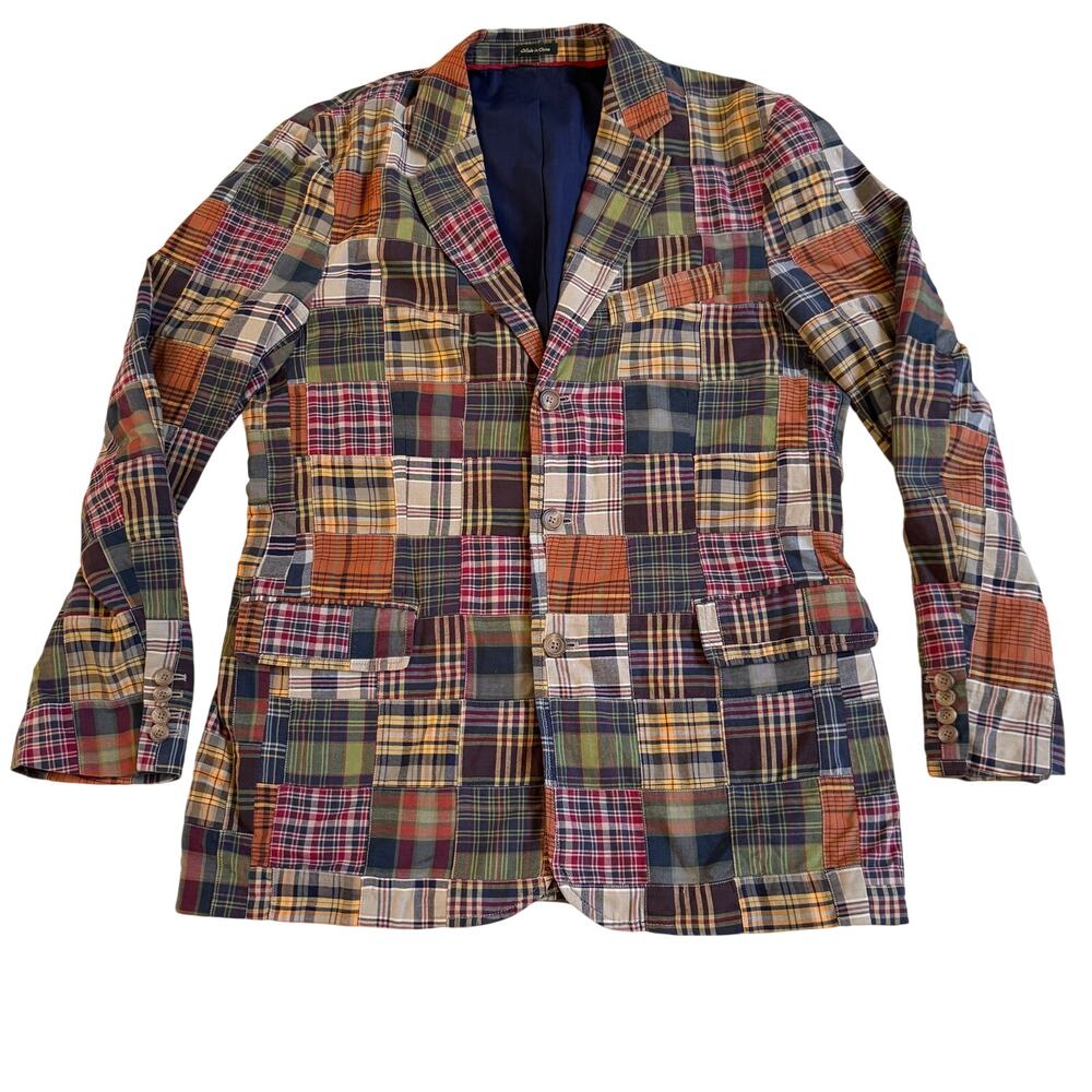 J.Crew Madras Patchwork Mens Blazer Preppy Size 42 Regular Sport Coat Academia
